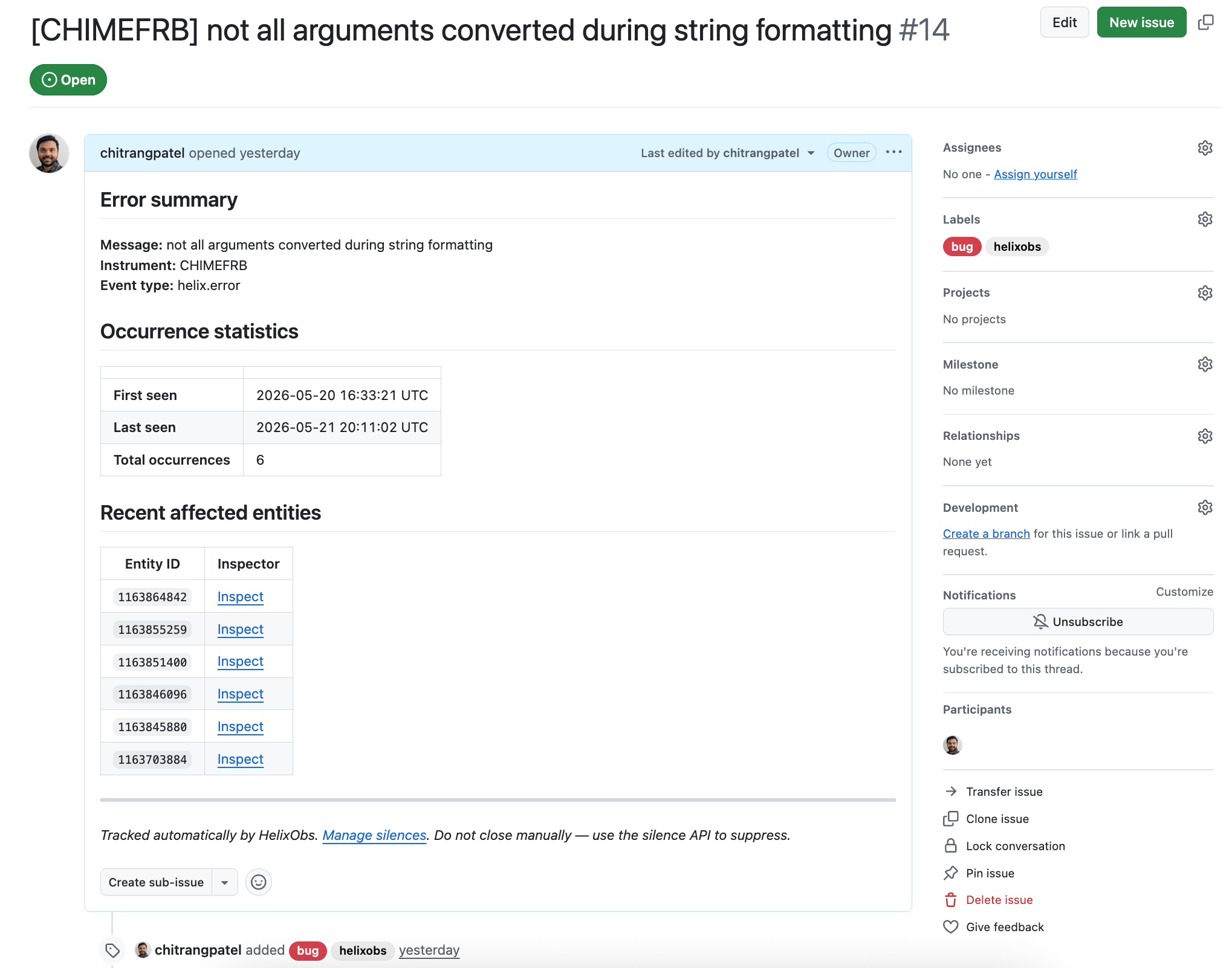 GitHub issue